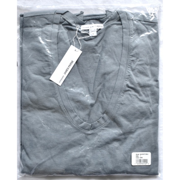 JAMES PERSE WOMEN NWT V-NECK DROP SHOULDER L/S COTTON ARSENIC TOP. SIZE 1 (S) - Picture 11 of 11